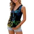 thumbnail image 1 of Blusa informal sin mangas con estampado de botones y cuello en V de verano para mujer a la moda Fridja  gh6951, 1 of 4