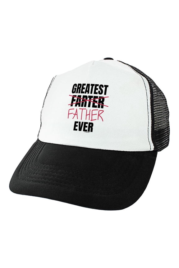 Gifts for New Dad Greatest Farter Father Ever Trucker Hat Black