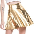 thumbnail image 2 of HJYCHN Women's Casual Shiny Flared Pleated A-line Mini Skirt for Fashion Everyday Wear and Party Outfits Gold M, 2 of 4