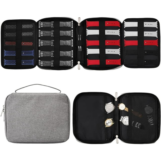 Watch Strap Organizer, Nylon Watch Strap Organizer Holds Watch Straps Storage Bag for Watch and Watch Strap Pin (Gray)