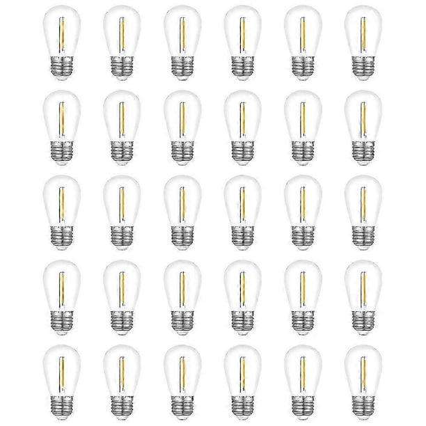 30-Pack Outdoor String Light Bulbs, Waterproof S14 Replacement Bulb, E26 Base Warm White