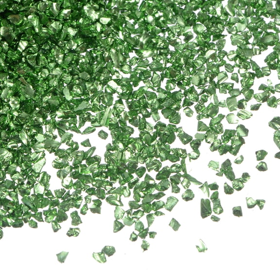 Uxcell 100g Crushed Glass Chips 0.5-2.5mm Irregular Broken Sprinkles Chunky Glass for Crafts DIY Vase Filler Lake Green