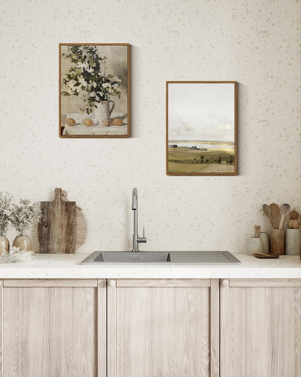 HFDF VintageCanvas Wall Art, Kitchen Art Decor, Flowers and Lemons