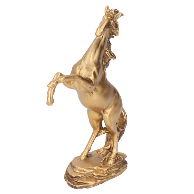 Estatua de caballo, Material de resina, acabado dorado, arte decorativo elegante, estatuilla de caballo, decoración para el hogar, cafetería