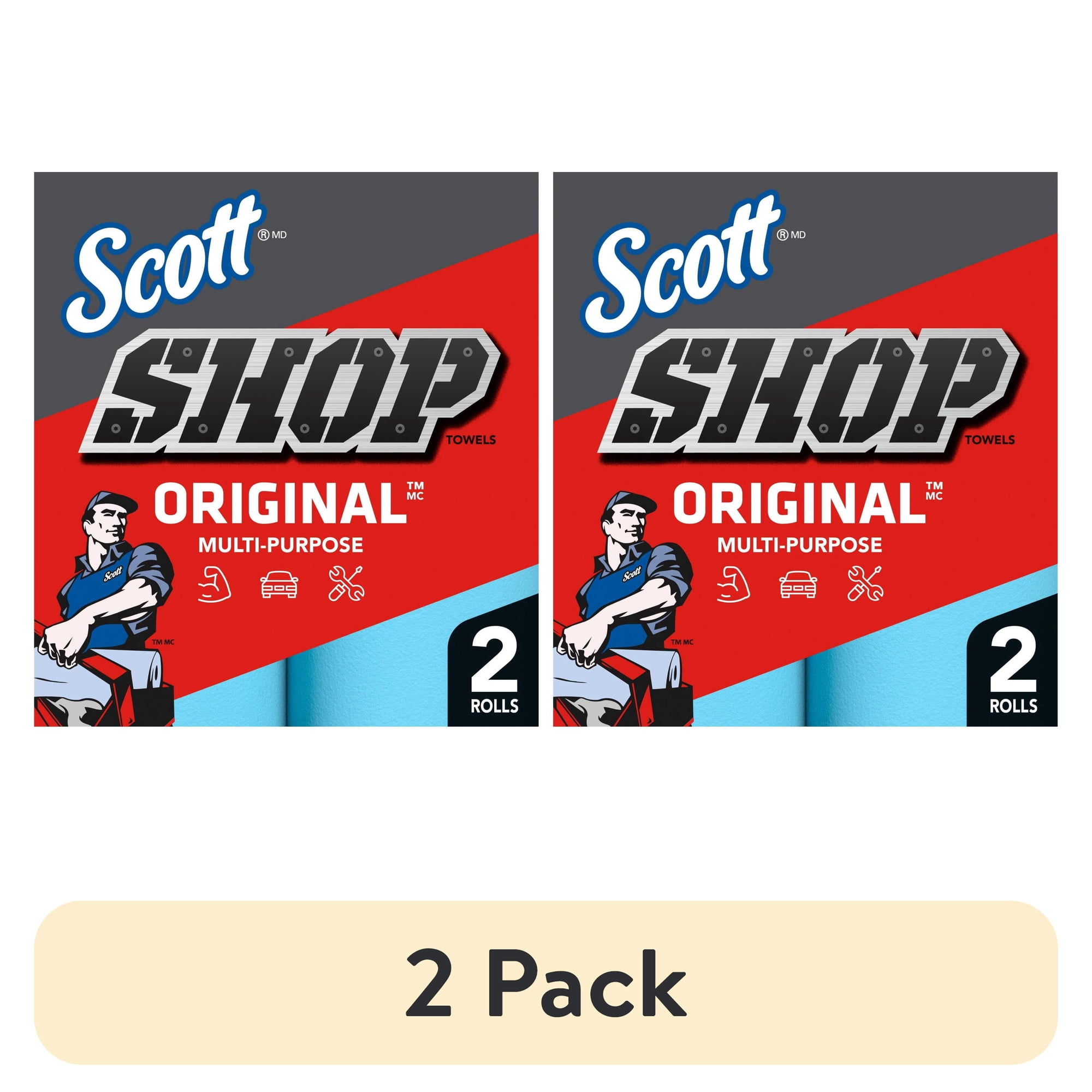 (2 pack) Scott Multi-Purpose Shop Towel 2 Rolls 55 Sheets Per Roll (110 Total Sheets)