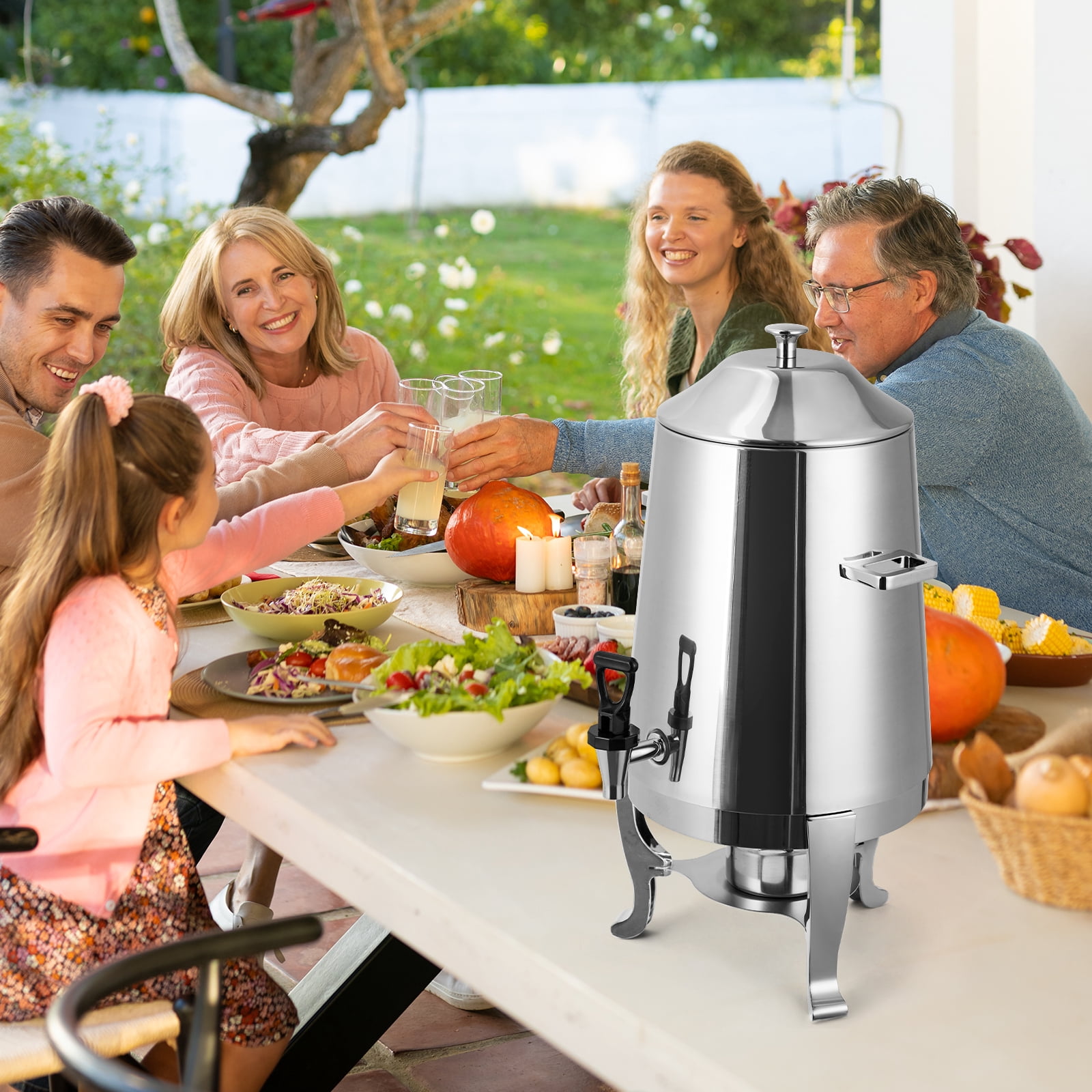 3.4 Gallon Stainless Steel Insulated Beverage Dispenser with Spigot Dual Temperature (Hot & Cold) for Coffee, Tea, Water Commercial-Grade Urn & Party Cooler