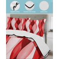 thumbnail image 4 of Quilts Twin Size Bedding Set, Red Striped Lightweight Quilted Comforter, Modern Gradient Geometric Ripple Stripes Soft Reversible Bedspread Coverlet with Pillow Covers for All Season, 68" x 86", 4 of 7