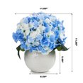 thumbnail image 4 of Enova Home Artificial Silk Hydrangea Faux Flowers Arrangement in Round Ceramic Pot for Home Office Wedding Decoration (Blue Cream), 4 of 4