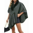 thumbnail image 2 of Women'S Open/ Front Cardigan Solid Color Poncho Cape Plus Size Knit Wraps for Fall Winter Dark Gray One size, 2 of 9