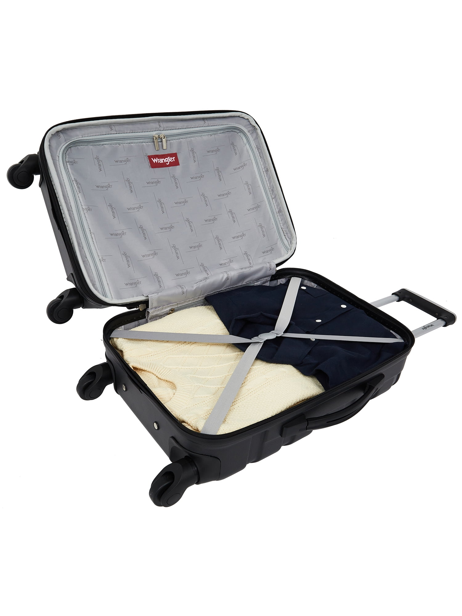 Wrangler 4-Piece Rolling Hard Side Luggage Set for Travel, Black
