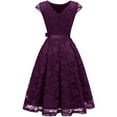 thumbnail image 3 of Women's Floral Lace Short Bridesmaid Dress Cap-Sleeve Wedding Formal Party Dress, 3 of 8