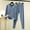 Blue, variant on Dianli 2PC Women Warm Velvet V Neck Long Sleeve Pajama Set Loose Comfortable Top and Elastic Waist Pants Thermal Home Sleepwear Soft Cozy Loungewear Relaxed Fit Easy Care