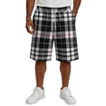 thumbnail image 3 of Lumtrix Men Summer Plaid Shorts Big and Tall Casual Elastic Waisted Dress Shorts Soft Knee Legth Short with Pockets Black L, 3 of 5