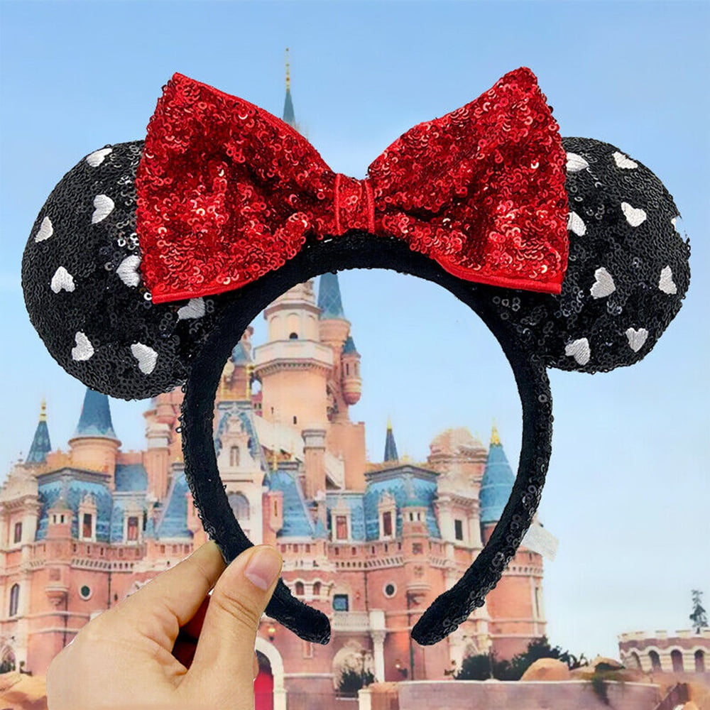 Disney Minnie Mouse Ears -  Two Pairs - Sequence Red Bow and Sequences Candy Cor Candy Corn Mouse Ears: Halloween Sequin Bow Headband - Etsy main image 4