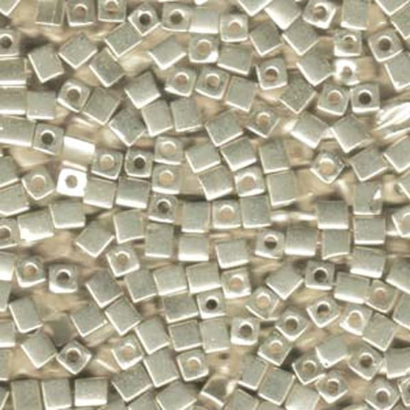 Miyuki - 20Gr Metallic Silver Miyuki 4mm Square Cube Glass Seed Beads