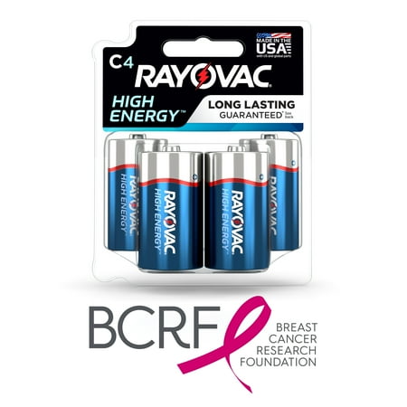 Rayovac High Energy Alkaline, C Batteries, 4 Count