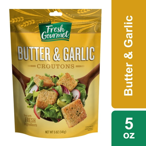 Fresh Gourmet Butter Garlic Croutons, 5 oz Resealable Bag