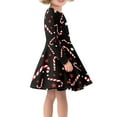 thumbnail image 2 of Renewold Candy Canes Stars Basic Skater Dress Christmas Theme Long Sleeve Scoop Neck Twirl Dresses Kids Girls Skin Friendly A Line Midi Dresses Size M, 2 of 4