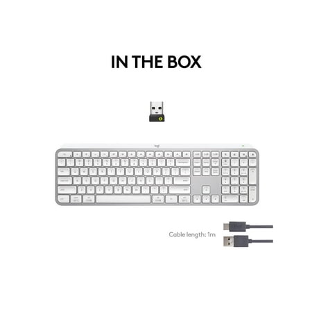 Logitech - MX Keys S Advanced Full-size Wireless Scissor Keyboard for PC and Mac with Backlit keys - Pale Gray