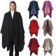 thumbnail image 5 of Capa tipo poncho con chal cruzado en bloque de color para mujer - Azul marino, 5 of 5