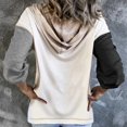 thumbnail image 3 of Sudadera elegante con hombros caídos y bloques de color para mujer - Sudadera con capucha y cuello en V negra XL, 3 of 6