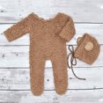 thumbnail image 4 of Baby Photo Props Berber Fleece Bear Ear Hat & Jumpsuit Set Photo Props Infant Photography Outfit 2PCS, 4 of 9