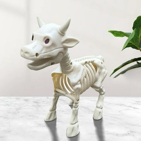 Gaecuw Cow Skeleton Halloween Decoration Cow Skeleton Decorative Prop Halloween Groundbreaking Cow Skeleton Decorative Prop Clearance for Yard Garden Home Party(White, Plastic)