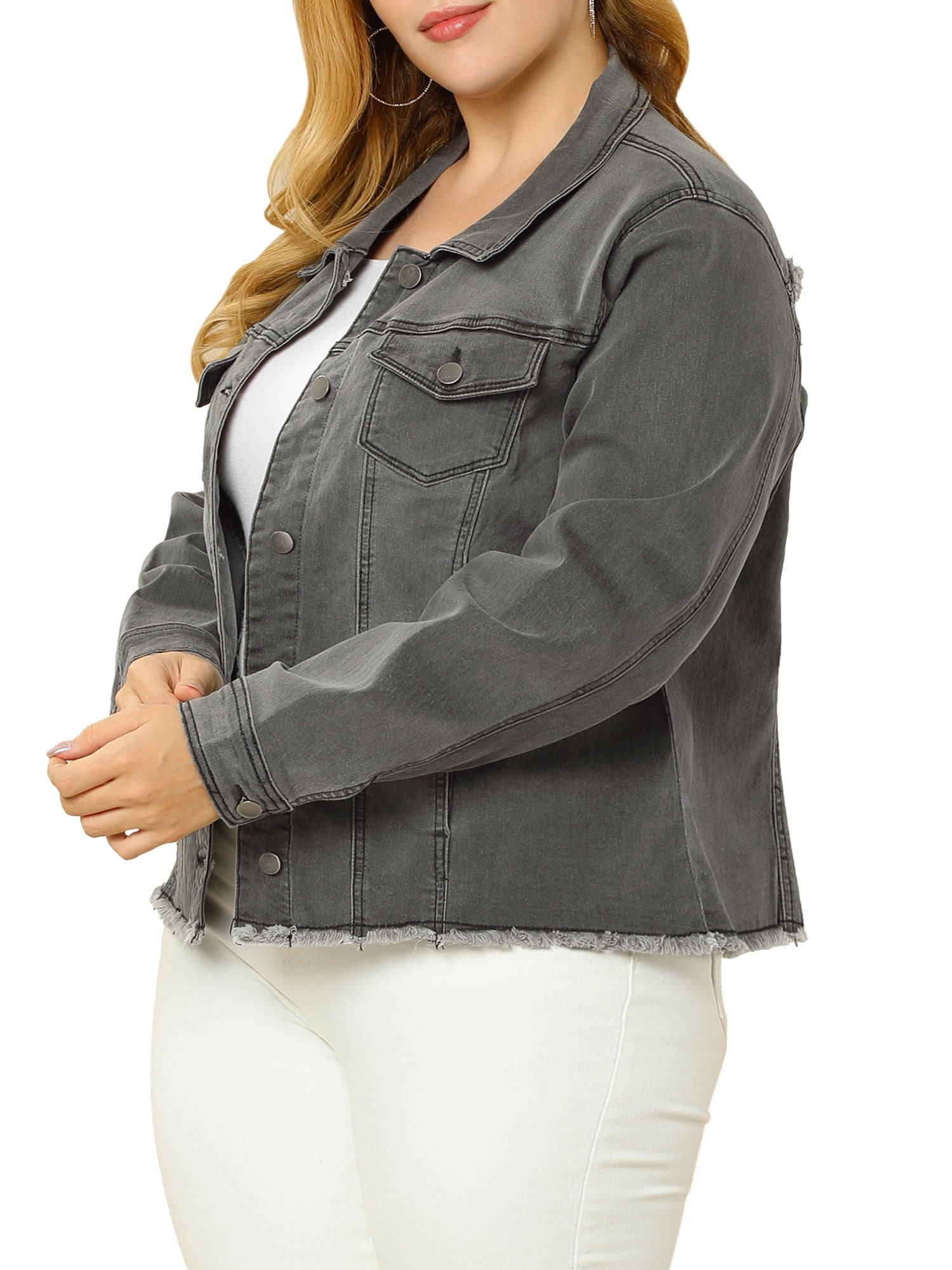 Frayed Classic Denim Jacket - Walmart 