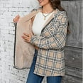 thumbnail image 5 of Coorders Women's Flannel Plaid Heavyweight Jacket Coat With Pockets, Womens Outwear Winter Hooded Coats ,Women's Plus Khaki,Size M, 5 of 6