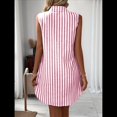thumbnail image 4 of Vestidos de Verano para Mujer, Cuello en V, Sin Mangas, A Rayas, con Botones, Minivestido Informal Vino Tinto S, 4 of 8