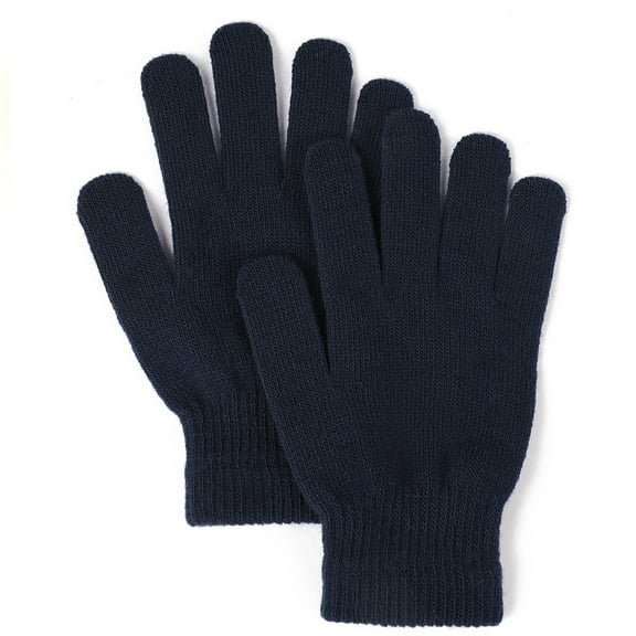 Warm Color Knitted Gloves, Cold Resistant Winter Thermal Gloves, Unisex Full Finger Cycling Gloves for Outdoor Daily Wear(Navy One Size)
