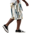 thumbnail image 2 of Men Block Gradient Print Corduroy Cargo Shorts Drawstring Elastic Waist Multi Pockets Knee Length Casual Shorts For Summer Outdoor Hiking Camping Vacation, 2 of 6