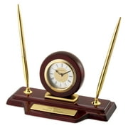 ZQRPCA Engraved Mahogany Finish Clock and Pen Stand ( Customization)