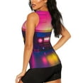 thumbnail image 3 of Logiee Neon Cassette Tape Print Women's Workout Tank Top, Dry Fit Summer Tank Top,Gym Yoga Workout Sports Tee,Sleeveless Athletic Shirts-, 3 of 7