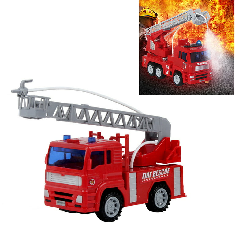 Nuolux 1pc Kids Plastic Fire Truck Fire Engine Truck Toy Water Spray Function with Simmulation Ladder (Red), Multicolor