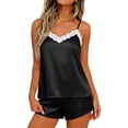 thumbnail image 3 of QSXADF Women's Pajama Set Tops And Shorts Set Lace Tank Top Pajama Set Shorts Bridal Style Casual Women Summer Pajamas Soft Loungewear, 3 of 6