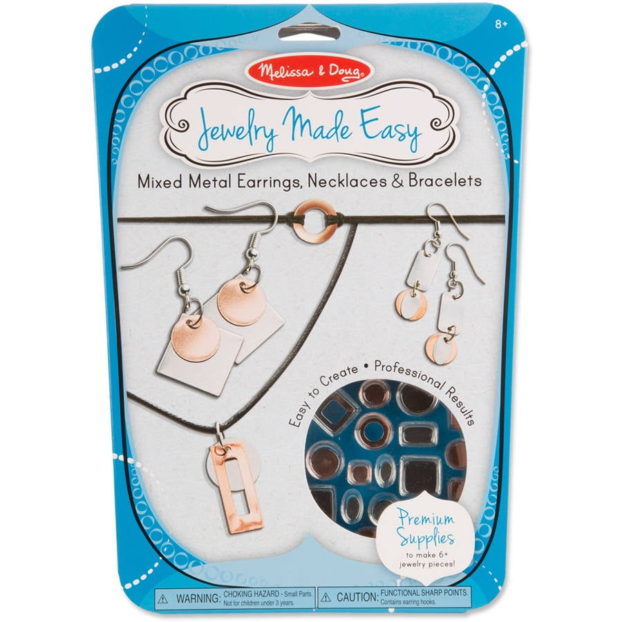 Melissa & Doug Jewelry Made Easy Mixed Metal Earrings, Necklaces, and Bracelets -  Jewelry-Making Set