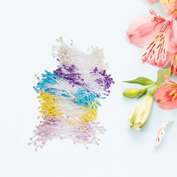 WHAMVOX 750 Pcs Diy Handmade Decoration Floral Stamens for Flower Making Double Heads in Various Colors