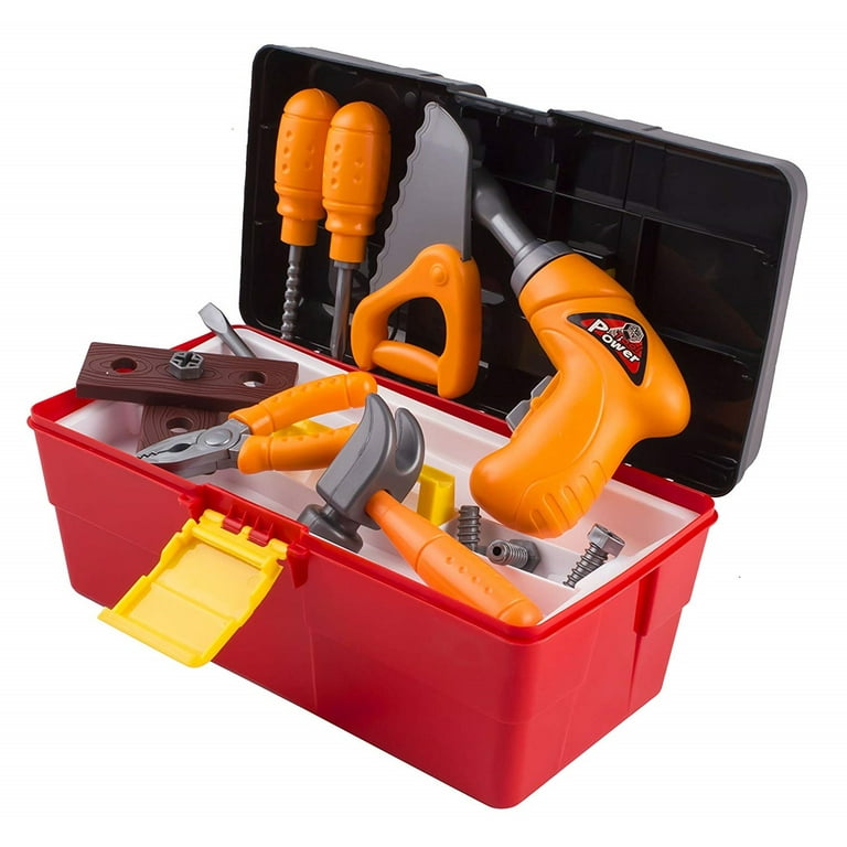 44 Piece Toy Tool Set With Construction Kit Accessories Portable Realistic  Tools Box Including Electric Drill Hammer Wrench Screwdriver F1 Car Perfect  For Boys Children's Educational STEM Pretend Play, Toyz-X