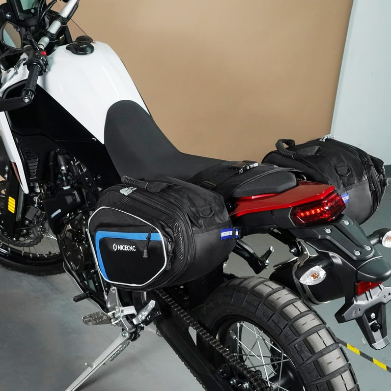 NICECNC Motorcycle Throw Over Saddlebags Universal Rear Side Bag 50L Panniers for Scooter Street Sportster Men s Size 15.75 x 10.63 x 9.45 Black