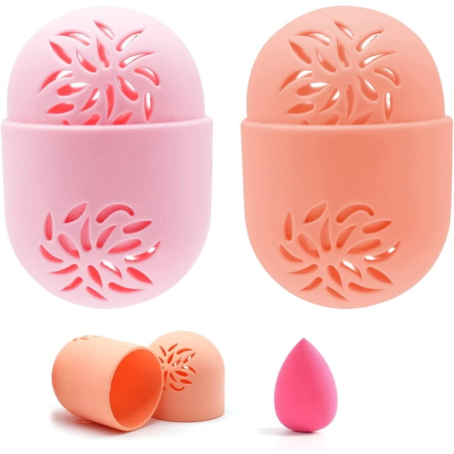 uds esponja de maquillaje Estuche De Viaje soporte para esponja de maquillaje de silicona contenedor para esponja de maquillaje estuche de transporte para licuadora de belleza para viajar