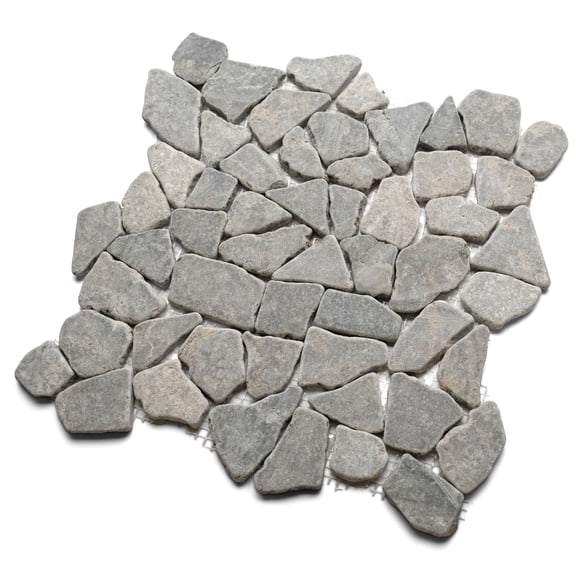 CNK Tile Stone Grey Marble Mosaic Natural Pebble Tile 12" x 12" for Bathroom Kitchen Backsplash