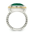 thumbnail image 2 of Solid 925 Sterling Silver 14k Yellow Gold Green Onyx Ring Band Size 8, 2 of 6