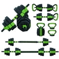 thumbnail image 1 of Ensemble d'Haltères Réglables, Ensemble de Kettlebells Réglables 4 en 1, Ensemble de Poids de 44 Lb Utilisé comme Kettlebells, Barre, Support de Pompes pour Gym à Domicile, Vert et Noir, Tête Octogonale, 1 of 7