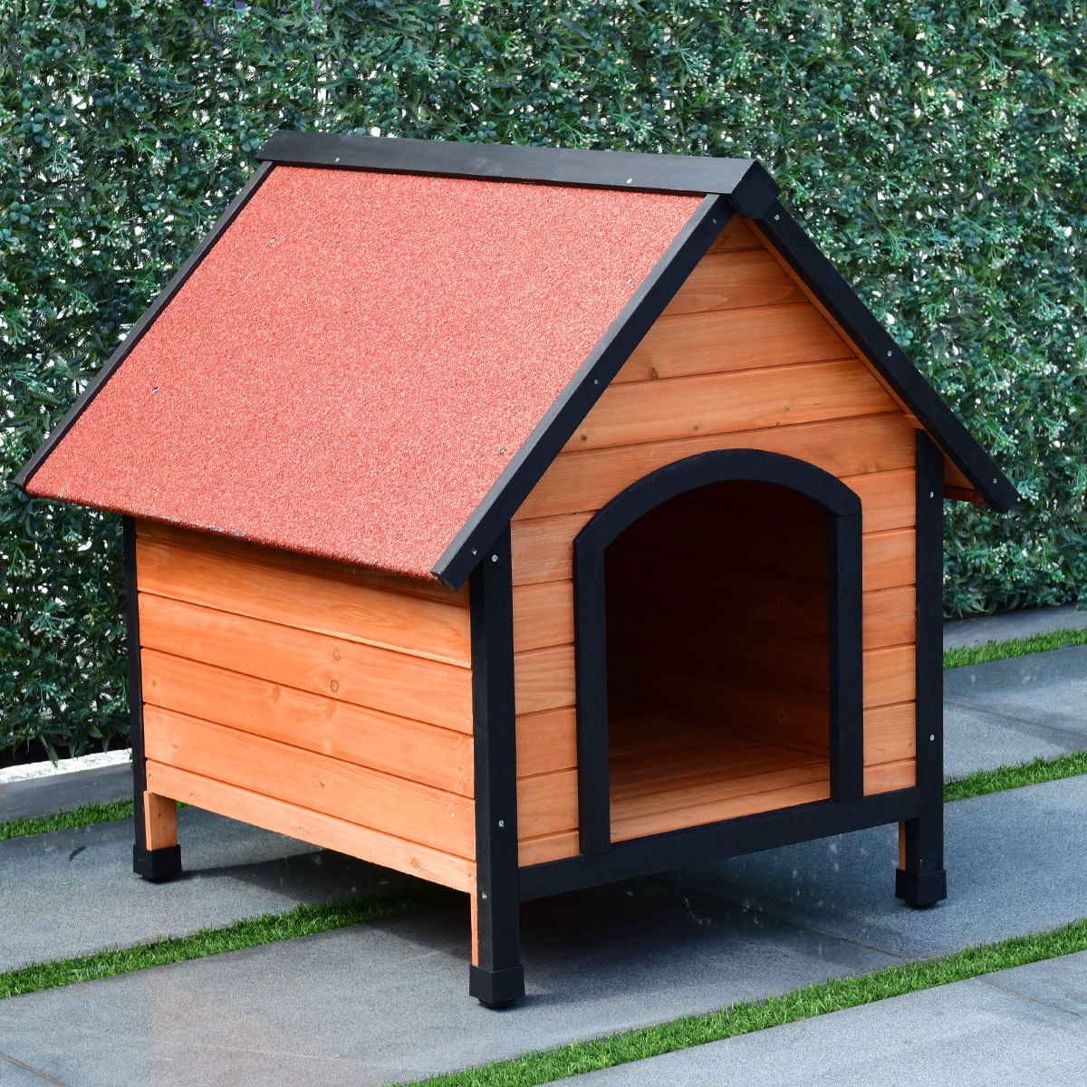GYMAX Dog House, 2 In 1 Elevated Dog Bed With Weatherproof 600D Oxford