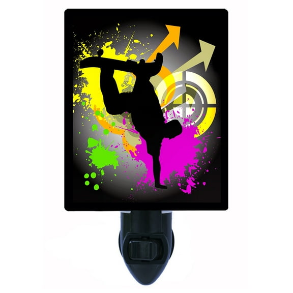 Night Light - Skateboarding. | Skateboard Theme, Includes Free Switchable Insert, 4W Bulb, E12 Base
