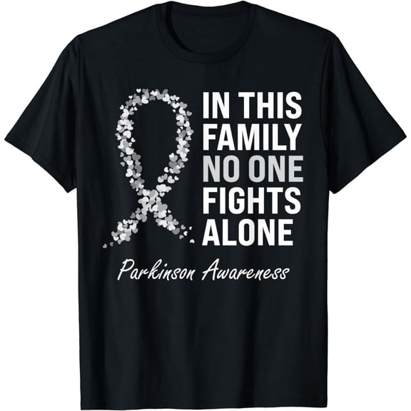 Parkinson Awareness Gray Ribbon T-Shirt mens t shirt，black，women，funny，misfits，men，journey