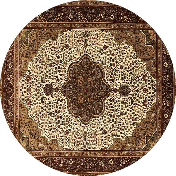 Ahgly Company Indoor Round Medallion Brown Traditional Area Rugs, 6' Round