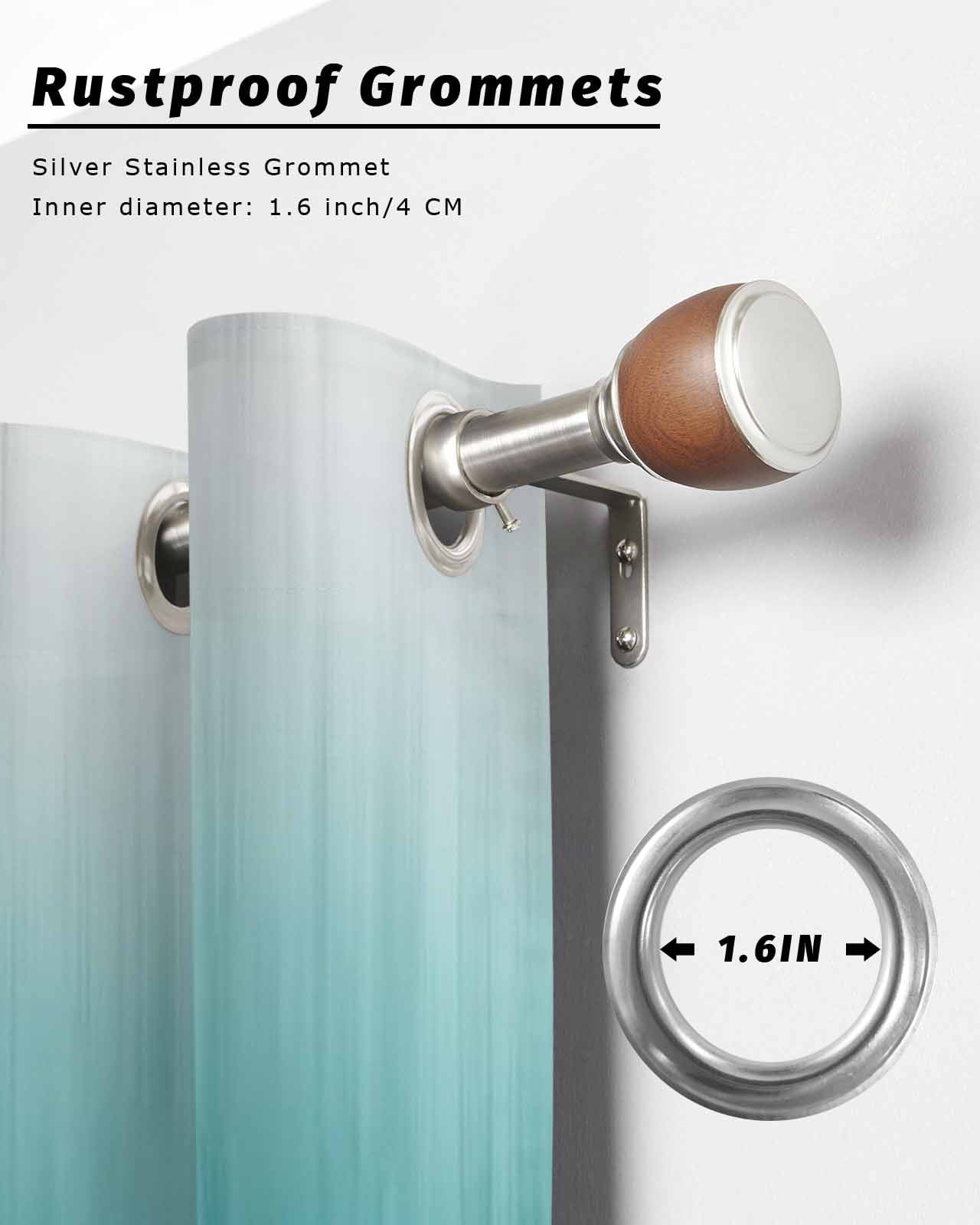 Teal Ombre Outdoor Curtains for Patio, Contemporary Gradient Abstract Art Privacy Drapes Grommet Waterproof Outside Curtains for Porch/Cabana/Balcony 54"x 95", 2 Panel