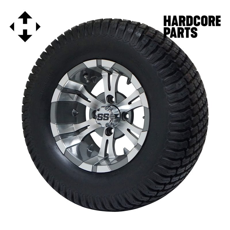 Hardcore Parts 12" Machined/Gunmetal 'VAMPIRE' Golf Cart Wheels and 23